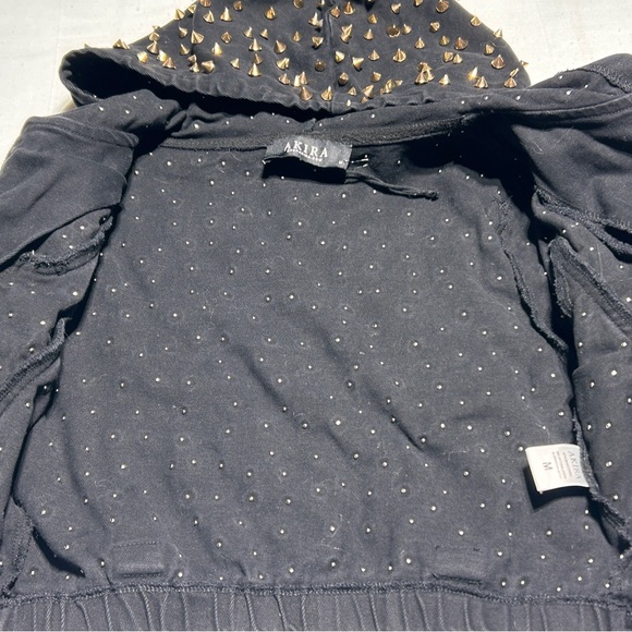 AKIRA Black Bomber Jacket with Gold Studs - Picture 5 of 11